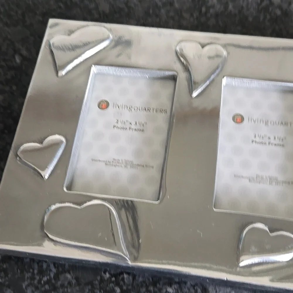 Living Quarters Silver Metal Heart Embellished Three Photo Frame